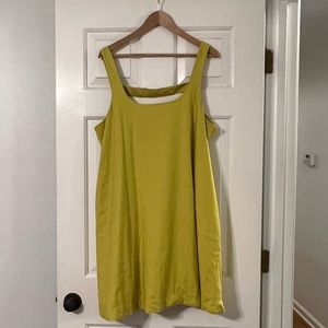Anthropologie Mauve mini linen dress with pockets, lime green, XL